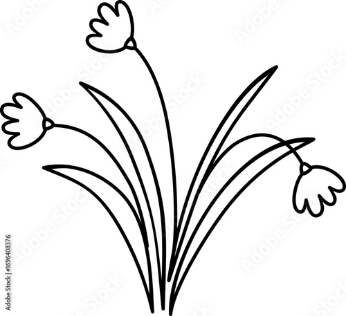 hand drawn flower, hand drawn plant with flower
