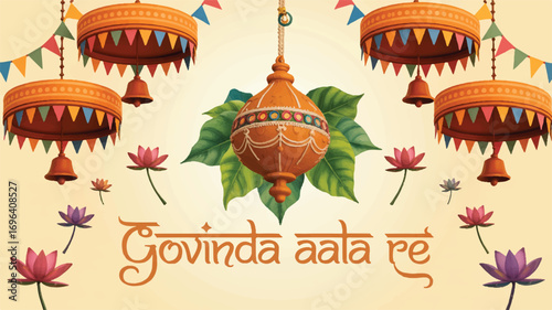 Vibrant Cultural Celebration Background for an Indian Festival, Featuring Traditional Hanging Decor and Floral Accents, Perfect for Festive Greetings