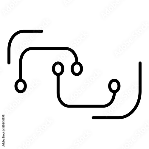 Minimalist outline icon depicting two linked shapes, symbolizing connection, a strong bond, or a collaborative relationship.