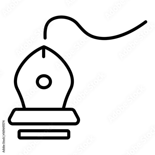 Minimalist outline icon depicting a fountain pen, symbolizing content creation, writing, or a creative process.