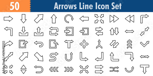 Arrows icon set in Outline style. Minimilist and trendy Icon set. Containing Icons,Right arrow,Down arrow,Diagonal arrow,Up arrow,Circular arrow,and so on�