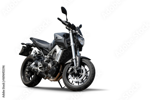 Tableau sur toile Gray sport motorcycle (naked streetfighter) three-quarter front view, isolated o