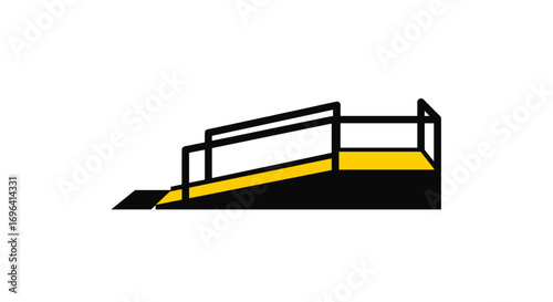 Skateboard ramp design in black and yellow colors  