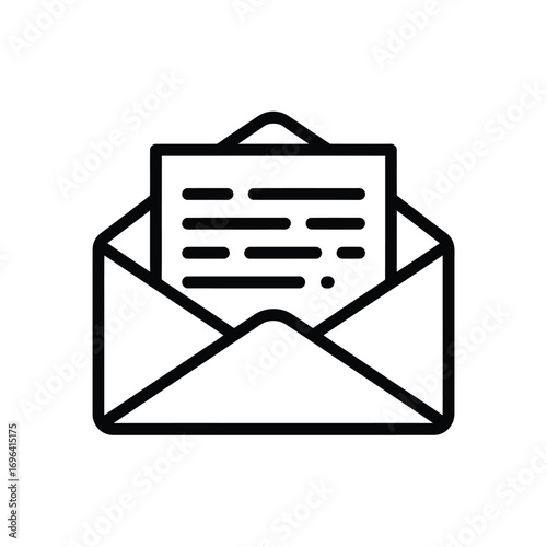 Open envelope with written letter inside icon