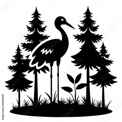 Stork Nest Silhouette Vector