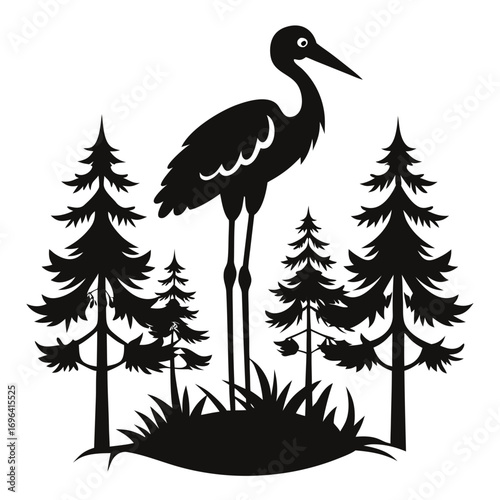 Stork Nest Silhouette Vector