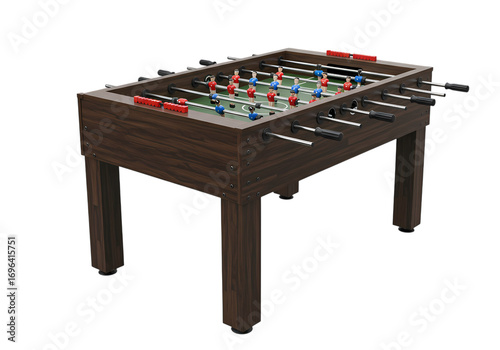 Classic Foosball Table Dark Wood Finish isolated on transparent background