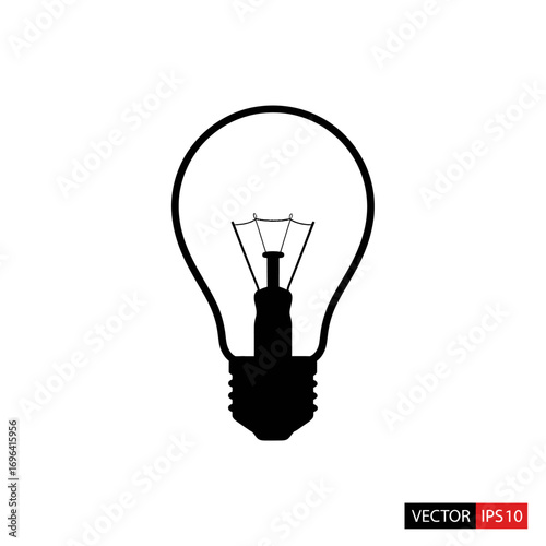Classic incandescent light bulb silhouette symbolizes innovation, bright ideas, inspiration, and creative solutions for modern businesses and projects.
