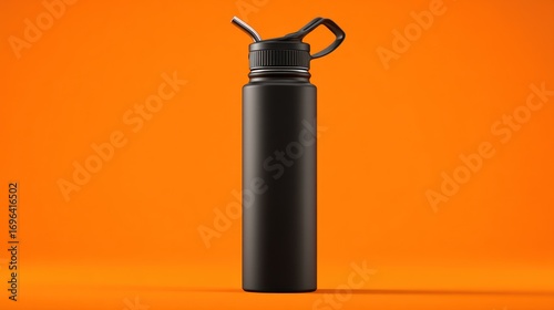 3D model of a reusable water bottle with straw