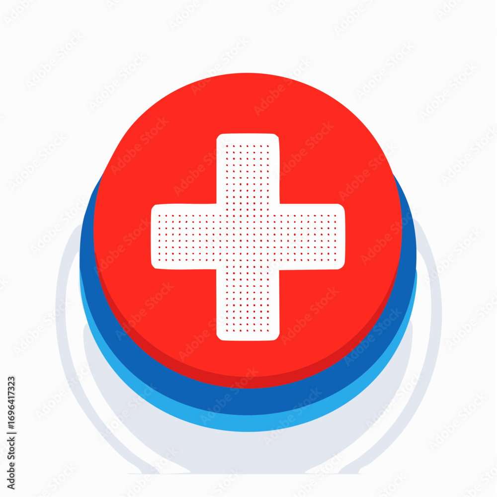 Fototapeta premium 3D Red And Blue Medical Button With White Cross