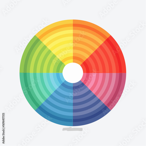 Colorful Concentric Circle Segments on White Background