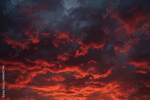 Vibrant sunset sky filled w...
