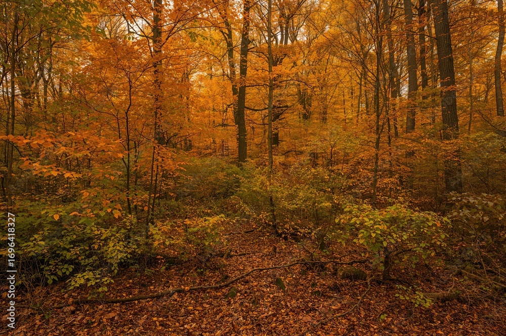 Fototapeta premium Vibrant fall foliage creating a beautiful natural backdrop