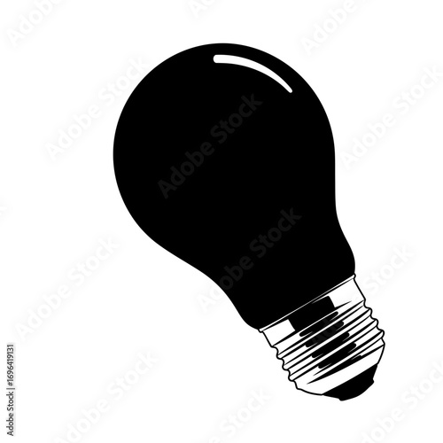 Bold black and white lightbulb design, perfect for illustrating bright ideas, innovation, or creative energy in a modern, minimalist style for websites and marketing materials
