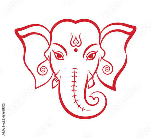 Red ganesha head, a symbol of new beginnings