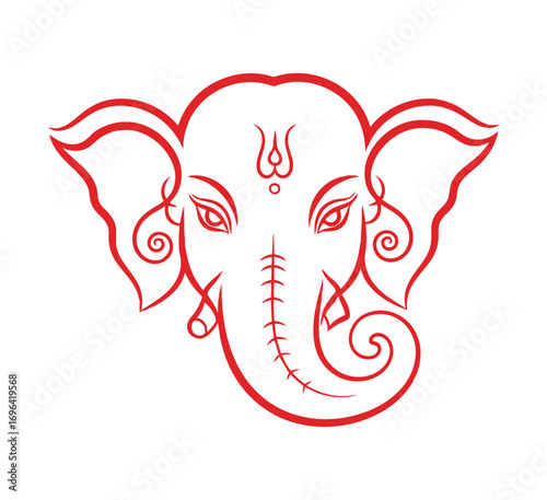Red ganesha head, a symbol of wisdom and prosperity
