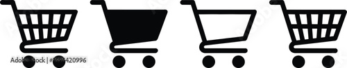 Diverse Shopping Cart Icons Representing Retail and ECommerce Choices and Options for Consumers and Businesses