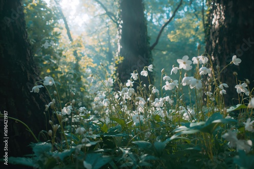 Fragile Pale Blossoms Amid ...