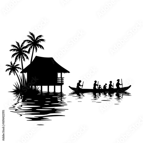 silhouette of a house on the water, sea, beach, water, ocean, sky, maldives, island, holiday, hotel, tropical, sunset, nature, resort, travel, landscape, vacation, house, palm, bungalow, paradise, lag