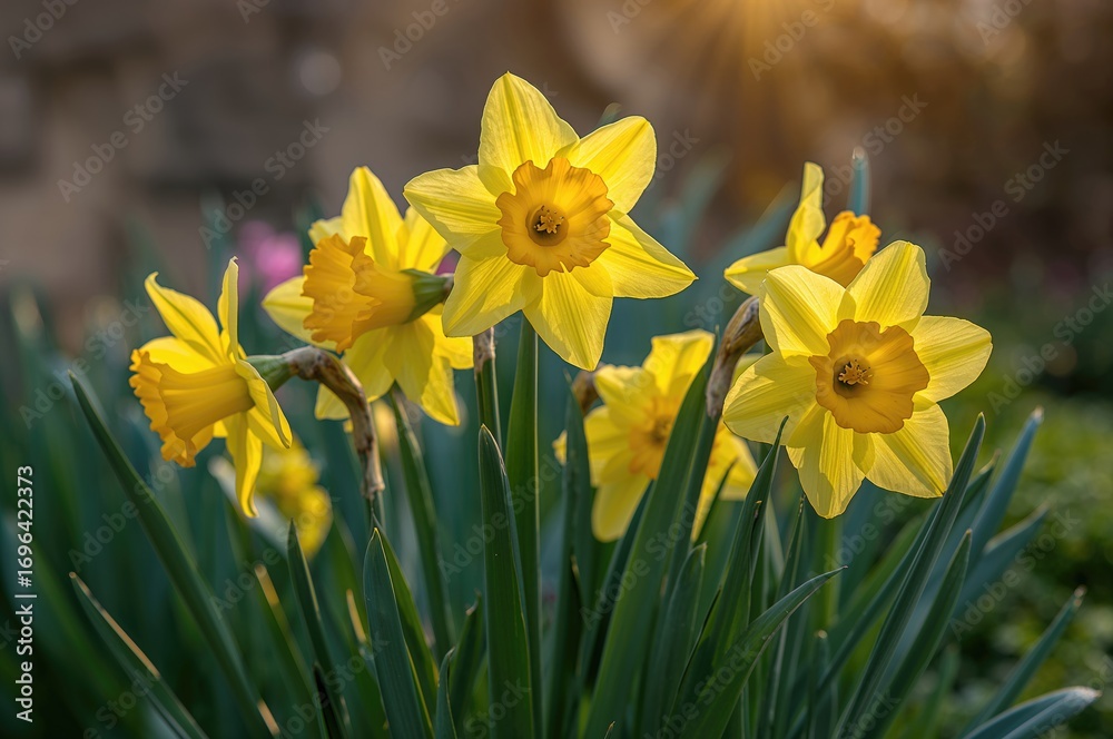 Fototapeta premium Yellow spring flowers blooming