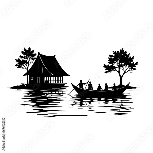 silhouette of a house on the water, sea, beach, water, ocean, sky, maldives, island, holiday, hotel, tropical, sunset, nature, resort, travel, landscape, vacation, house, palm, bungalow, paradise, lag