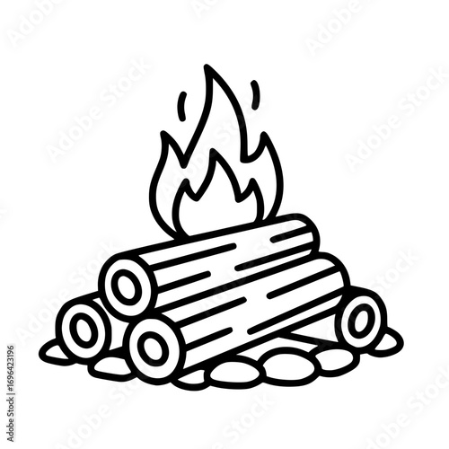 Campfire Logs Burning Outdoor Illustration