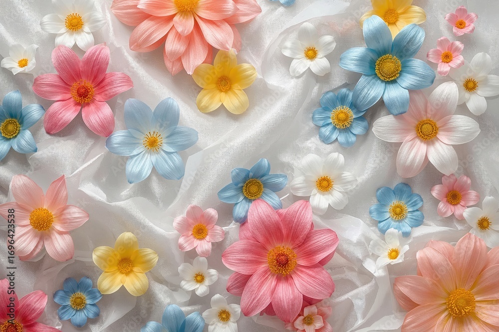 Obraz premium Background with vibrant synthetic flowers