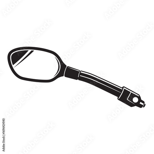 black and white silhouette of a Motorcycle mirror vector on a white background