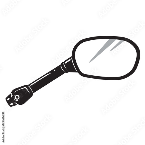 black and white silhouette of a Motorcycle mirror vector on a white background