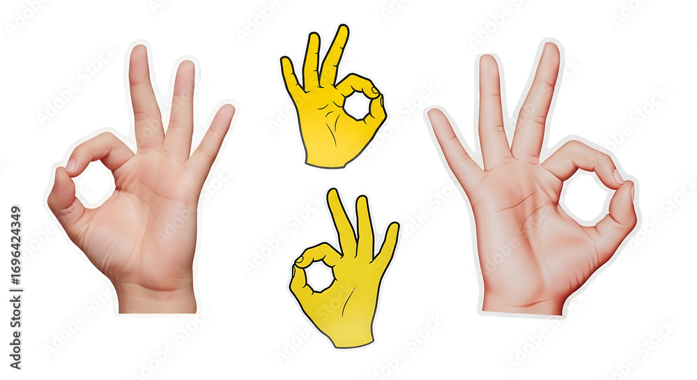 Fototapeta premium Transparan Background OK Gesture Hand Signs: Approval, Agreement, and Positive Feedback - Stock Photo