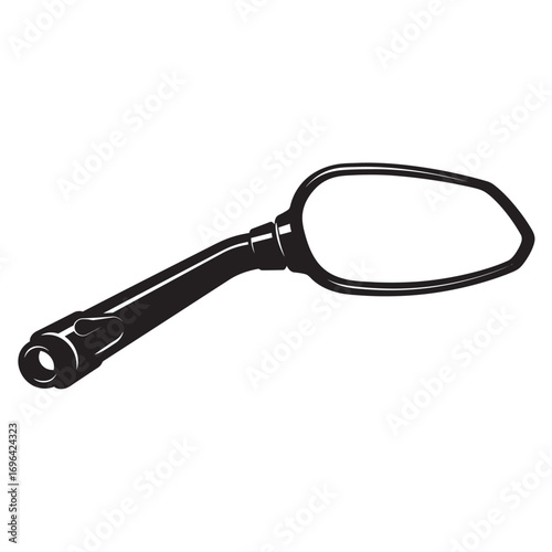 black and white silhouette of a Motorcycle mirror vector on a white background