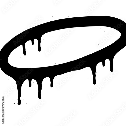 Black paint dripping halo design, perfect for urban art, graffiti, and creative projects