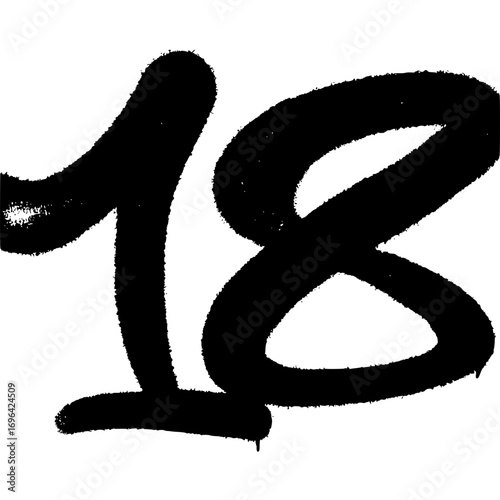 Bold black number eighteen graffiti art, perfect for sports branding, event promotions, and urban designs