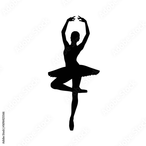 Graceful ballet dancer silhouette performing elegant pose, perfect for design projects, adding a touch of sophistication and movement
