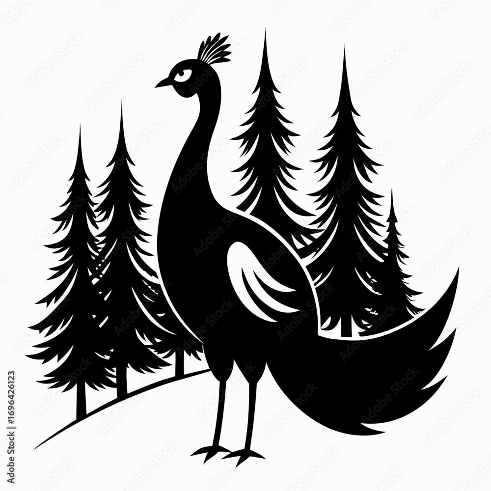 Fototapeta premium Peacock Silhouette Vector