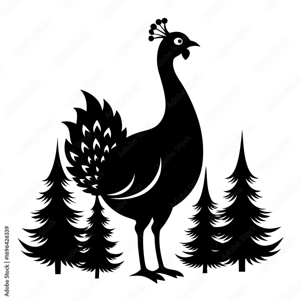 Fototapeta premium Peacock Silhouette Vector
