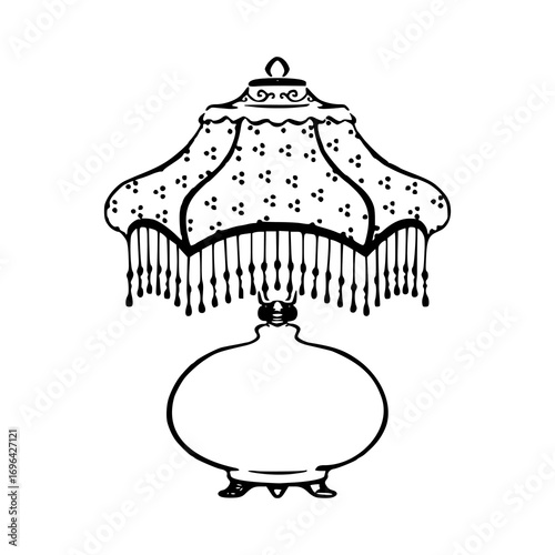 vintage table lamp with fringed lampshade