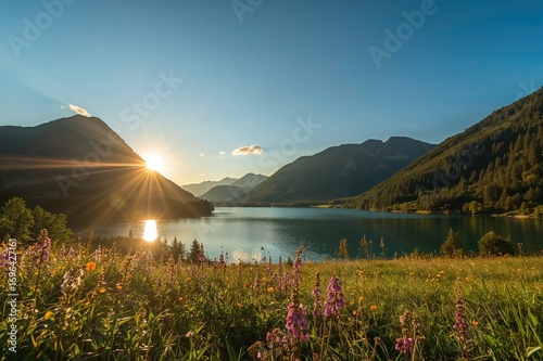 Vibrant dawn over a mountai...