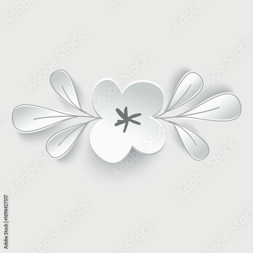 Paper flower. White roses, lotus cut from paper. Wedding decorations. Decorative bridal bouquet, isolated floral design elements.
