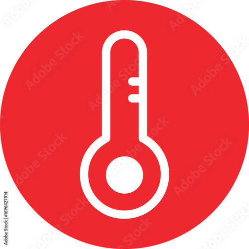 Thermometer icon inside a red circle
