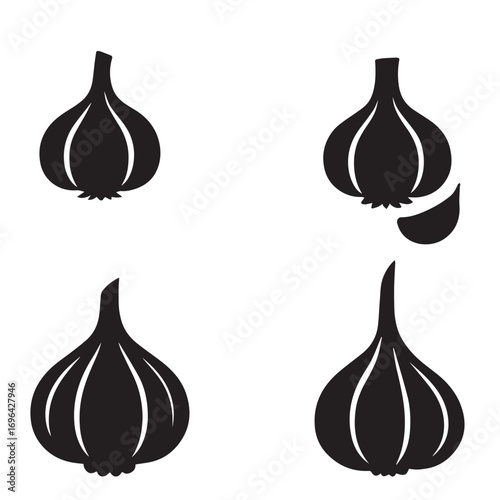 Vegetable silhouette vector on white background