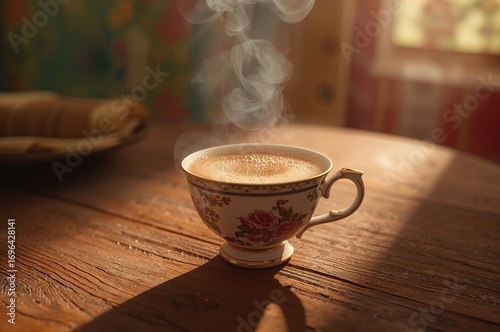 Tea served in a cup on a ru...