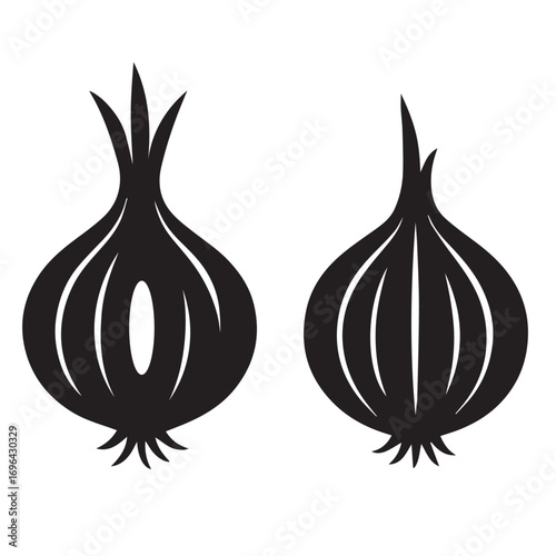 Onions silhouette vector on white background