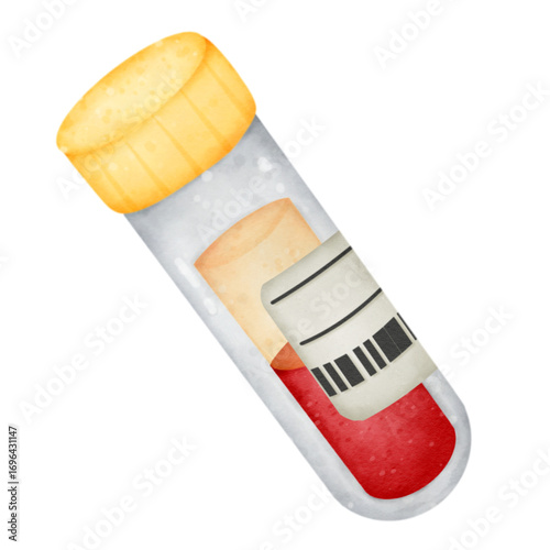 blood test tube,medical clipart,laboratory equipment,cartoon illustration,watercolor style,colorful caps,medical analysis,healthcare icon,diagnostic tools,clinical lab,phlebotomy,blood sample,medical
