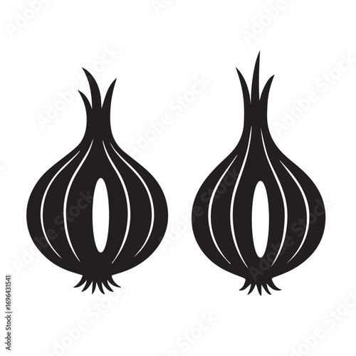 Onions silhouette vector on white background