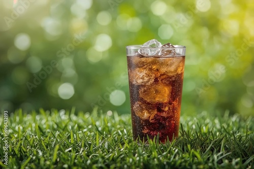 Chilled soda with ice cubes...