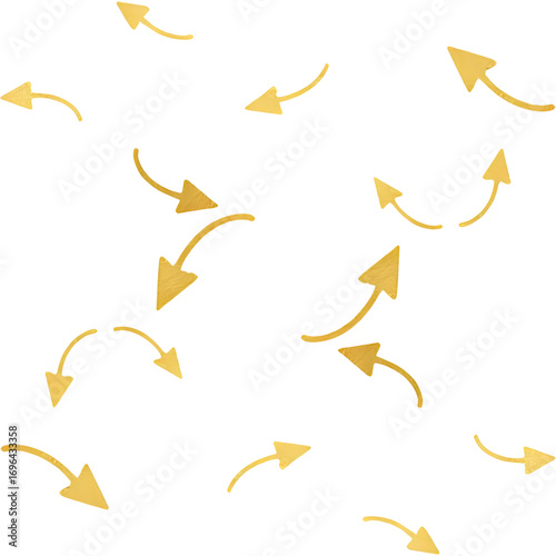 Golden abstract arrows on a white background - a simple and elegant decorative pattern