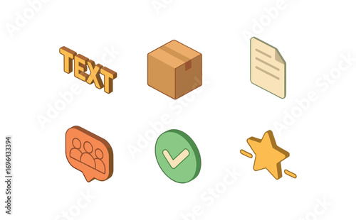 isometric icon items isolated on white background written suggestion box form paper sheet group icon check line