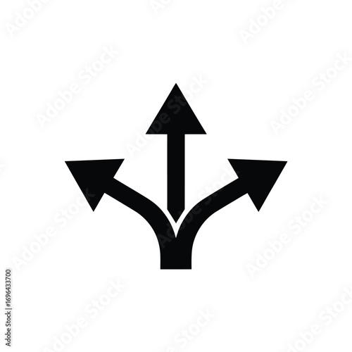 Three black arrows pointing in different directions