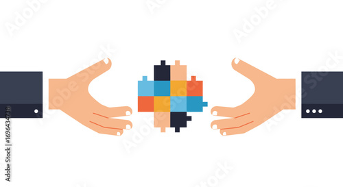 Future-Forward Digital Exchange: Playful Hands Seamlessly Transferring Vibrant Data and Innovation